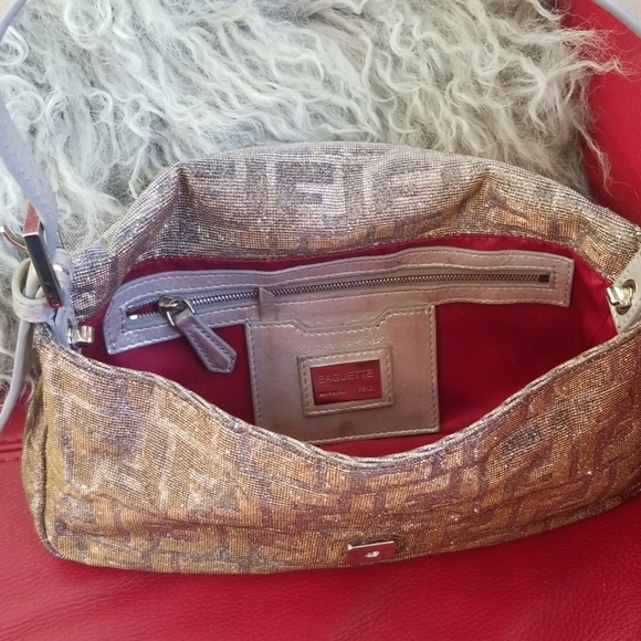 SOLD - Fendi Shimmer Zucca Jacquard Baguette, Gold/Silver/Palladium Baquette - Picture 11 of 16